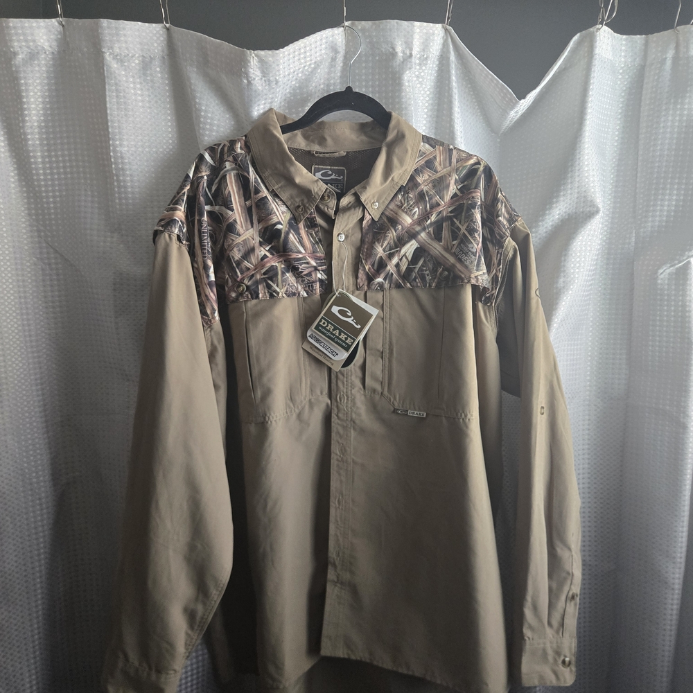 Drake Men's Camouflage and Tan Shirt Jacket